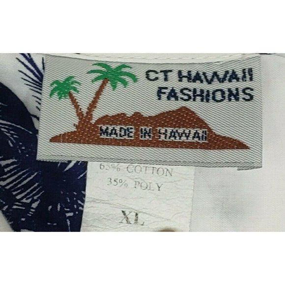 CT Hawaii Fashions Shirt Mens XL Cotton Poly Short Sleeve Chart Of Hawaiian Isl - Picture 5 of 7